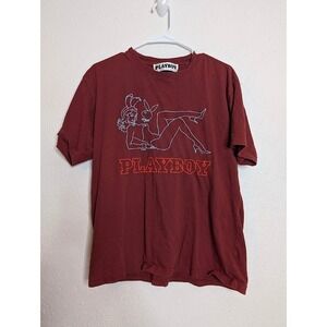 Playboy By Pacsun Mens Medium Red Logo Short sleeve T Shirt College Bunny